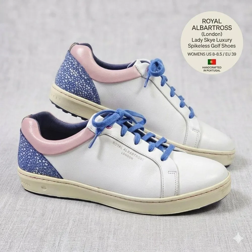 Royal Albartross Lady Skye Premium Luxury Golf Shoes White Pink Size US 8 8.5 39